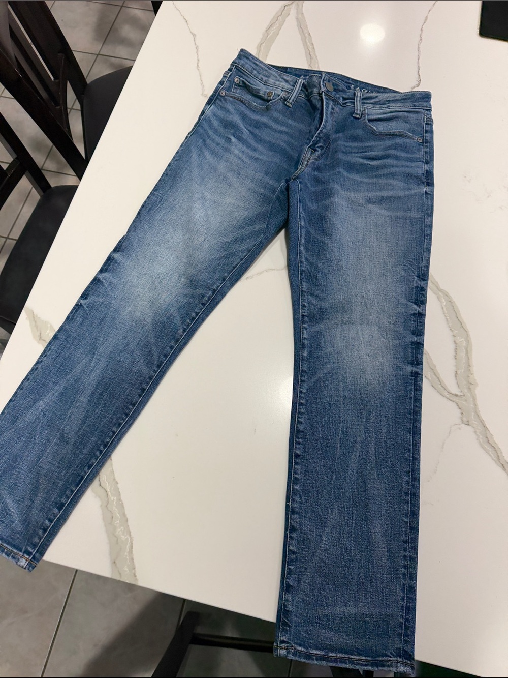 Men's American Eagle Blue Straight-Leg Jeans - Classic Denim